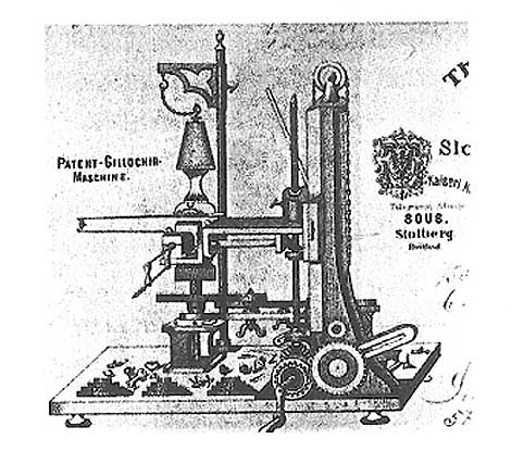 old advertisement for a  guilloché machine